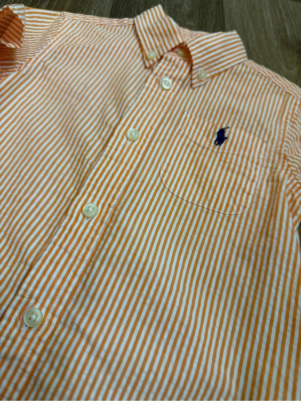 Ralph Lauren Orange Striped Short-Sleeve Button-Down Shirt